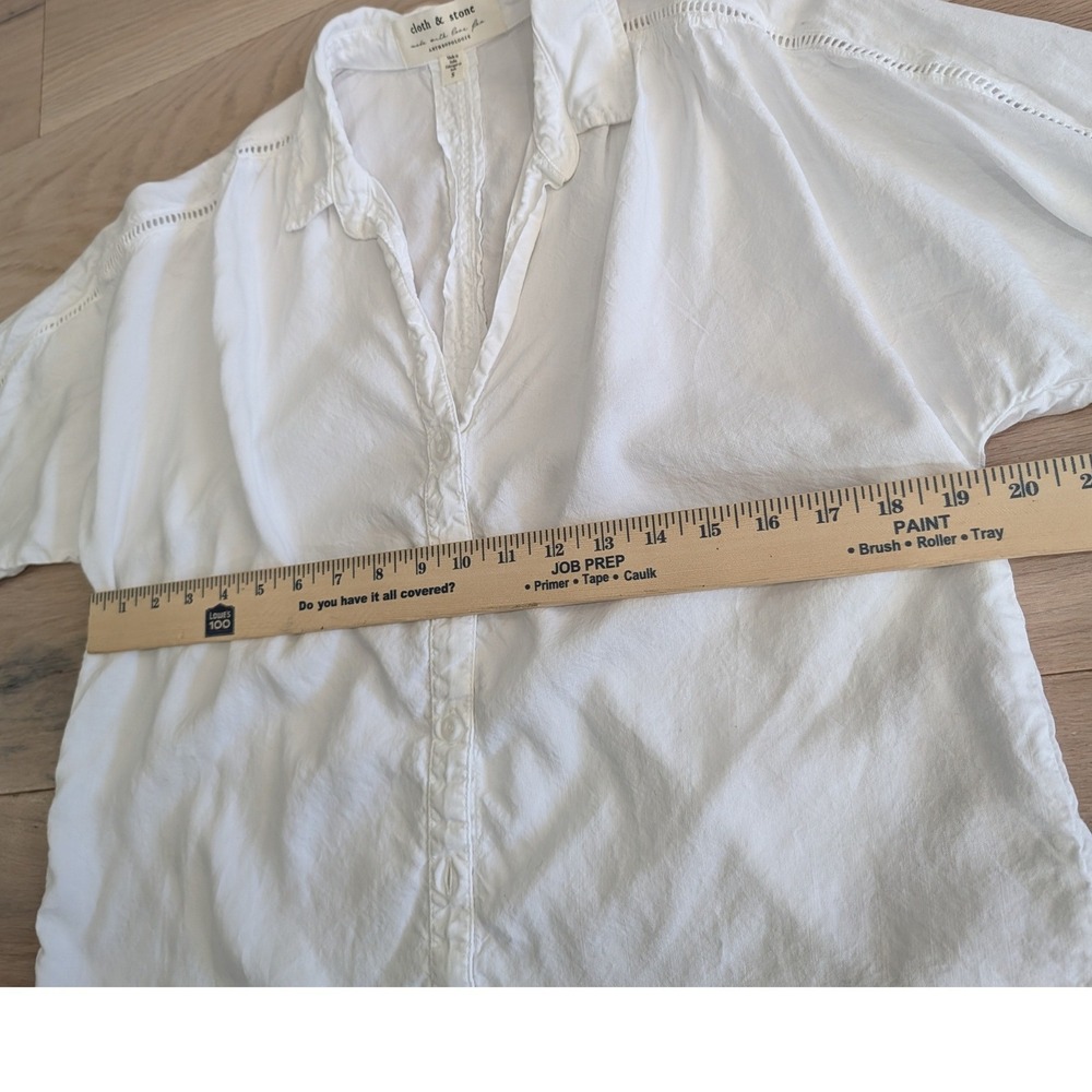 Cloth & Stone Anthropologie White Tencel Ladder Lace Shirt Small - Picture 9 of 14